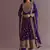 Purple Chinnon Silk Heavy Embroidery Work Designer Party wear Gown