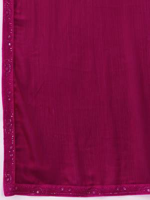 Pink Art Silk Embroidery With Sequence Work Ombre Style Saree with Unstitched Blouse  5