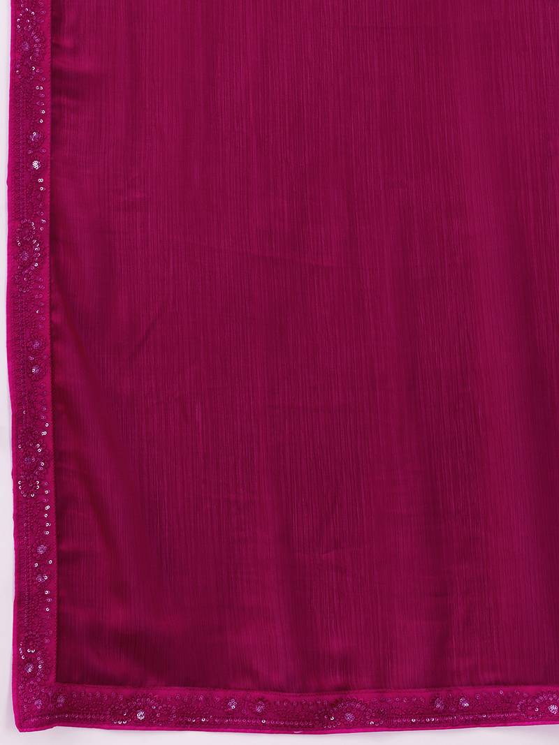 Pink Art Silk Embroidery With Sequence Work Ombre Style Saree with Unstitched Blouse 