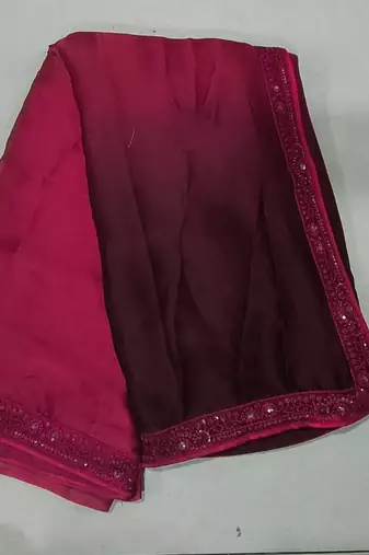Pink Art Silk Embroidery With Sequence Work Ombre Style Saree with Unstitched Blouse 