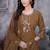 Brown Color Embroidery Thread With Hand Work Roman Silk Kurta pant Set