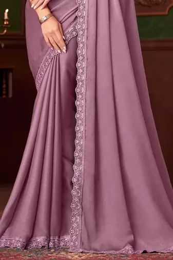 LightPink Tussar Silk Embroidery With Sequence Work Saree with Unstitched Blouse