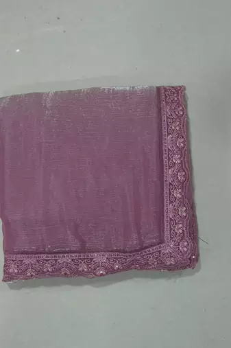LightPink Tussar Silk Embroidery With Sequence Work Saree with Unstitched Blouse