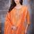 Orange Color Embroidery Thread With Hand Work Roman Silk Kurta pant Set