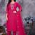 Rani Pink Color Embroidery Thread With Hand Work Roman Silk Kurta pant Set