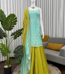 aqua & lime contemporary sharara set