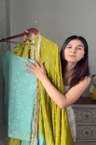 aqua & lime contemporary sharara set