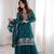teal embroidered kurta set with dupatta