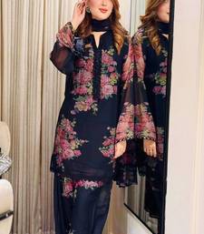 black floral sheer kurta set