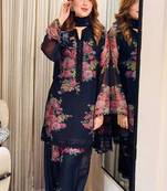 black floral sheer kurta set