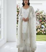 white embroidered suit with dupatta