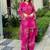 magenta pink floral print kurta set with wide-leg pants and dupatta