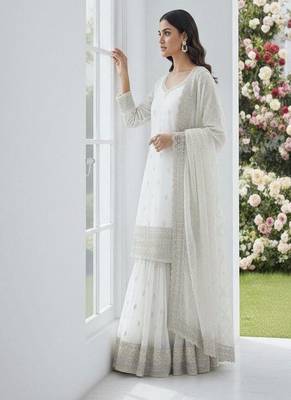 white embroidered suit with dupatta 2