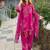 magenta pink floral print kurta set with wide-leg pants and dupatta