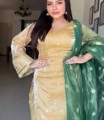 mustard gold kurta with green dupatta