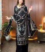 black heavily embroidered festive suit
