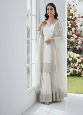 white embroidered suit with dupatta 4