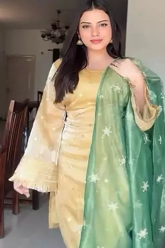 mustard gold kurta with green dupatta