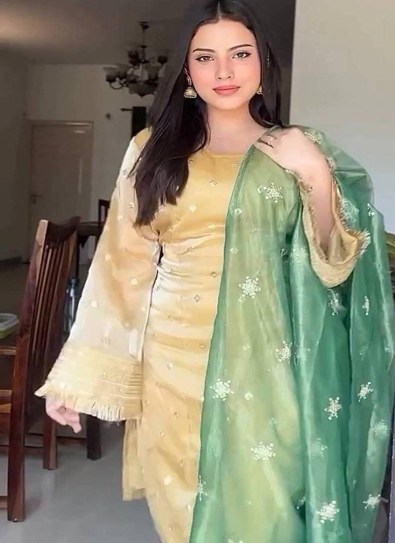 mustard gold kurta with green dupatta