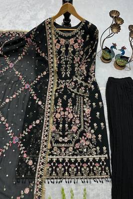 black heavily embroidered festive suit 2