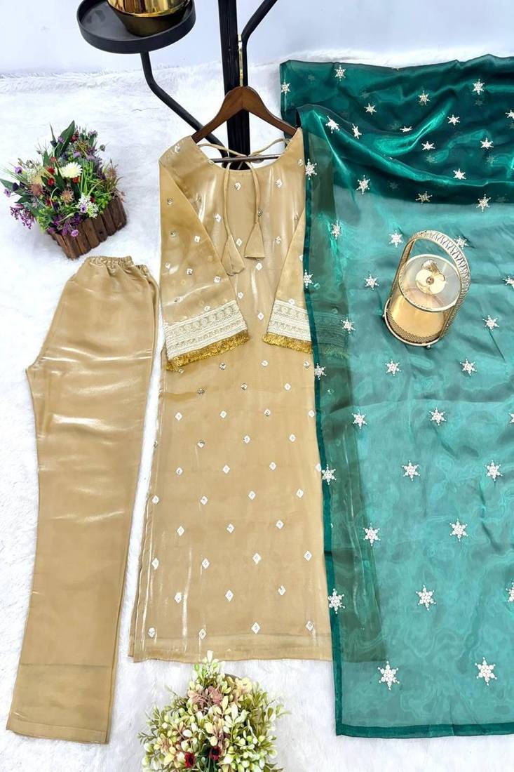 mustard gold kurta with green dupatta