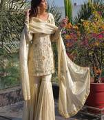 ivory designer kurta with gharara
