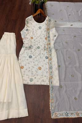 ivory designer kurta with gharara 4