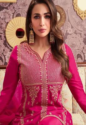 hot pink heavy embroidered suit 2
