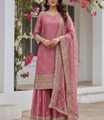 blush pink embroidered sharara suit