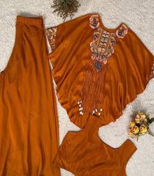 burnt orange embroidered kaftan set