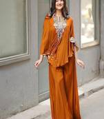 burnt orange embroidered kaftan set