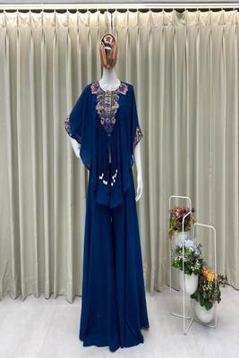 navy blue embroidered kaftan set 2