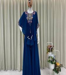 navy blue embroidered kaftan set
