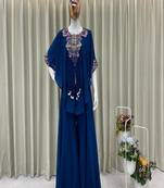 navy blue embroidered kaftan set