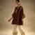 chocolate brown flared kurta with gold palazzo