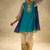 aqua blue flared kurta with gold palazzo