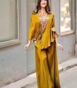mustard embroidered kaftan set