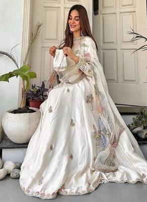 ivory anarkali with organza dupatta 2