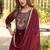 maroon velvet embroidered suit with dupatta