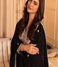 black georgette embroidered suit