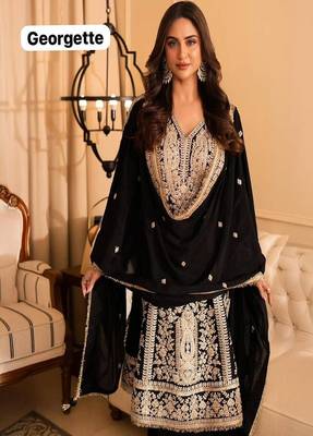 black georgette embroidered suit 3