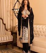 black georgette embroidered suit