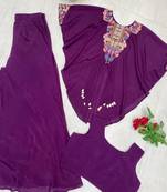 plum purple embroidered kaftan set