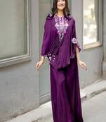 plum purple embroidered kaftan set