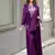 plum purple embroidered kaftan set