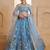Mint Blue net sequin embroidered lehenga set with choli and dupatta