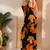 orange polyester maxi dress with floral print bodycon fit