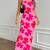 raspberry polyester maxi dress with floral print bodycon fit