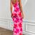 raspberry polyester maxi dress with floral print bodycon fit