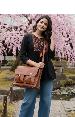 Women's Rayon Embroidered Black Top | Handmade Block Solid Rayon Fabric Designer Tops & Tunics 3